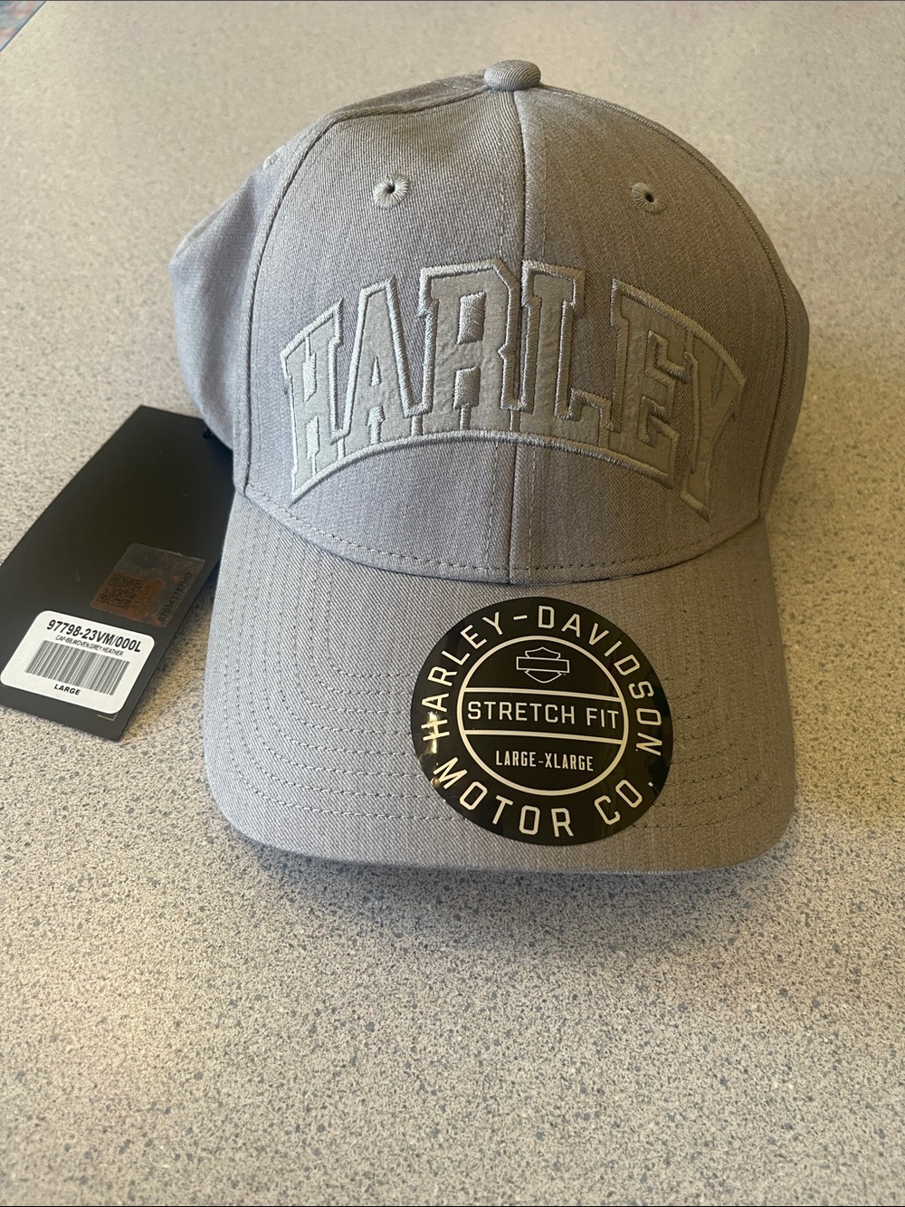 Harley-Davidson Gray Embroidered Stretch-Fit Hat NWT